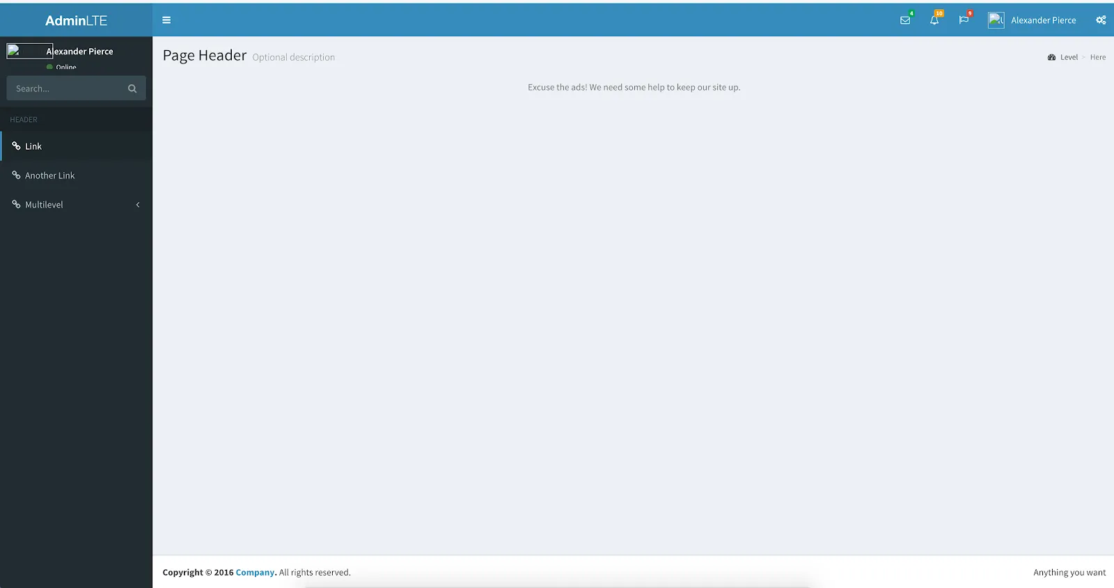 AdminLTE template